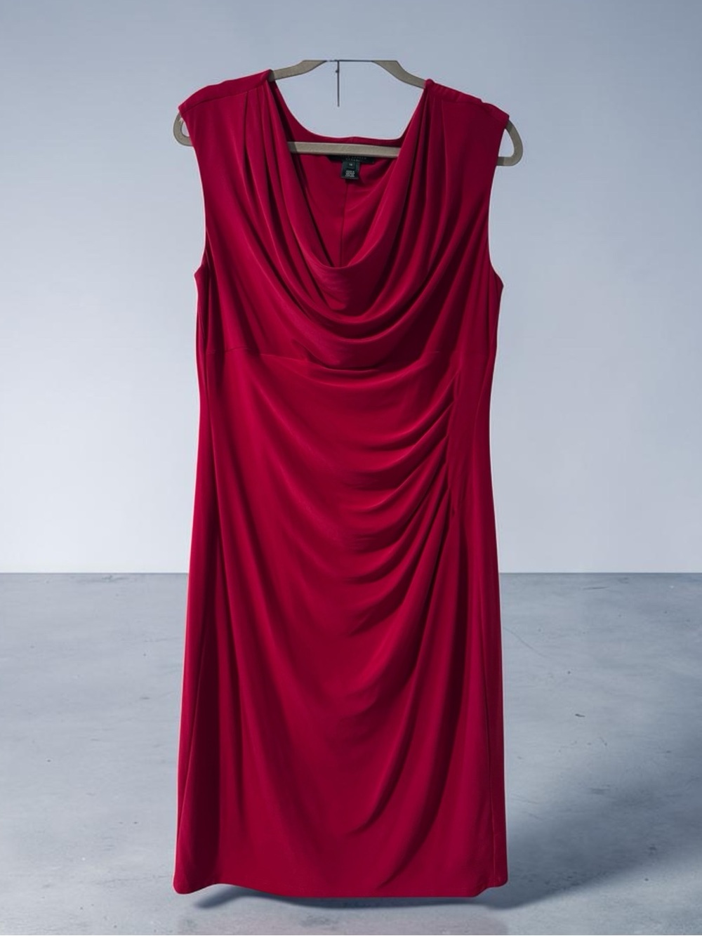 Lauren Ralph Lauren Red Cowl Neck Ruched Sheath Cocktail Dress Size 14